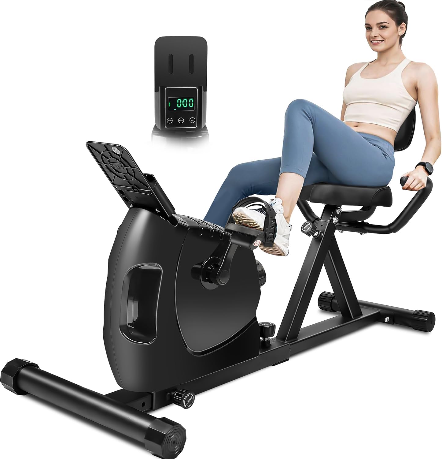 Bicicleta Ergométrica Horizontal Wulnar, Magnética, Preta